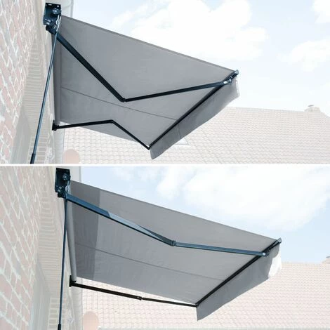 HAPPY GARDEN Store Banne SAULE 2,95 × 2,5m - Toile Grise Et Structure Grise - Gris 4 HAPPY GARDEN Store Banne SAULE 2,95 × 2,5m - Toile Grise Et Structure Grise - Gris – Image 2