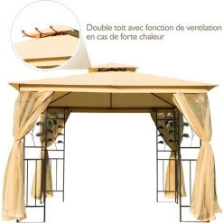 Outsunny Tonnelle Barnum Style Colonial Double Toit Toiles Moustiquaires Amovibles 3L X 3l X 2,65H M Beige Noir - Beige 10 Outsunny Tonnelle Barnum Style Colonial Double Toit Toiles Moustiquaires Amovibles 3L X 3l X 2,65H M Beige Noir - Beige -Tente de réception Soldes 19842647 4