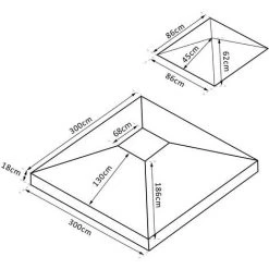 HOMCOM Toile De Toit De Rechange Pour Pavillon Tonnelle Tente 3x3m Crème - Beige -Tente de réception Soldes 19842655 3