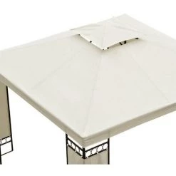 HOMCOM Toile De Toit De Rechange Pour Pavillon Tonnelle Tente 3x3m Crème - Beige -Tente de réception Soldes 19842655 4
