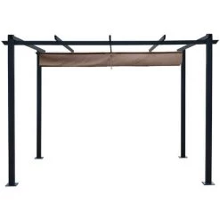 AVRIL PARIS Tonnelle/Pergola Aluminium 3x3m Toile Coulissante Rétractable - Gris / Taupe- OHIO - Gris -Tente de réception Soldes 19857074 3