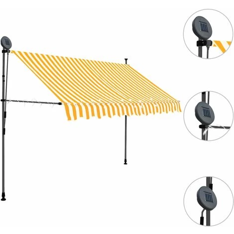 YOUTHUP Auvent Manuel Rétractable Avec LED Tente De Réception Avec Bande Lumineuse 250 Cm Blanc Et Orange - Blanc Et Orange 5 YOUTHUP Auvent Manuel Rétractable Avec LED Tente De Réception Avec Bande Lumineuse 250 Cm Blanc Et Orange - Blanc Et Orange - Image 3