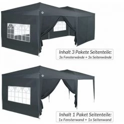 DEUBA Parois Latérales Pour Tonnelle POP-UP 3x6m Hydrofuge Fermeture éclair 300x200cm Pavillon Fenêtre Différentes Couleurs Jardin été Mur Côté Tonnelle Fête Anthracite -Tente de réception Soldes 19883814 4