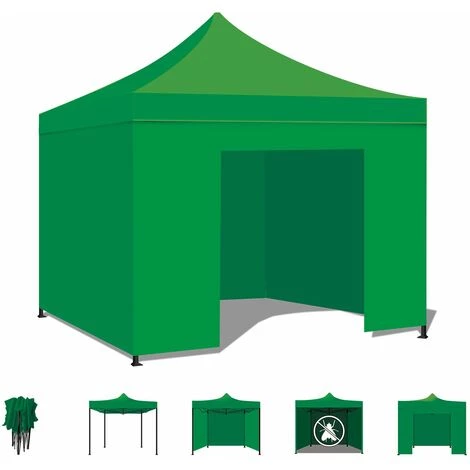 FRANKYSTAR Taman Tente De Jardin / Gazebo 3X3 Marquise Pliante Imperméable Pour Les Foires Et Marchés Couleur Verte 3 FRANKYSTAR Taman Tente De Jardin / Gazebo 3X3 Marquise Pliante Imperméable Pour Les Foires Et Marchés Couleur Verte