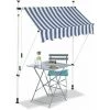 Bc-elec - HHYVA1512-Bluewhite Auvent Rétractable Manuel Store Banne Marquise Pour Patio & Terrasse 150x120cm Blanc Et Bleu - Blanc -Tente de réception Soldes 20084666 1