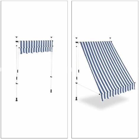 Bc-elec - HHYVA1512-Bluewhite Auvent Rétractable Manuel Store Banne Marquise Pour Patio & Terrasse 150x120cm Blanc Et Bleu - Blanc 4 Bc-elec - HHYVA1512-Bluewhite Auvent Rétractable Manuel Store Banne Marquise Pour Patio & Terrasse 150x120cm Blanc Et Bleu - Blanc - Image 2