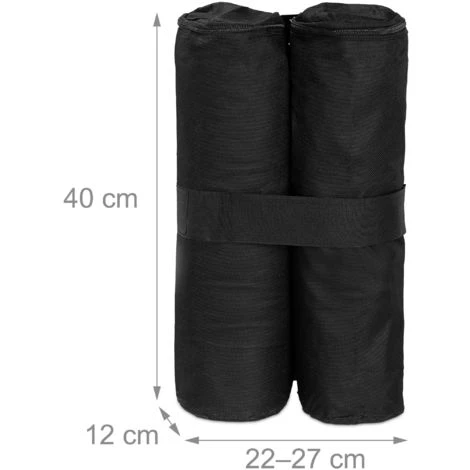 Relaxdays Poids De Lestage De Pavillon, Jeu De 4, Lestage Pour Tentes, à Remplir De Sable, Pierres, 10 Kg Par Pied, Noir 6 Relaxdays Poids De Lestage De Pavillon, Jeu De 4, Lestage Pour Tentes, à Remplir De Sable, Pierres, 10 Kg Par Pied, Noir - Image 4