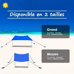 COSTWAY Tente De Plage Avec Sac De Transport Et 4 Sacs De Sable, Grand Abri Solaire En Lycra Pour La Plage, Le Camping Et La Pêche, UPF 50+, Bleu 210x210cm -Tente de réception Soldes 20106148 3