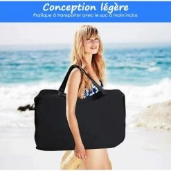 COSTWAY Tente De Plage Avec Sac De Transport Et 4 Sacs De Sable, Grand Abri Solaire En Lycra Pour La Plage, Le Camping Et La Pêche, UPF 50+, Bleu 210x210cm -Tente de réception Soldes 20106148 4