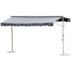 Outsunny Store Double Pente Manuel Rétractable Inclinaison Réglable Métal époxy Blanc Polyester Imperméabilisé Anti-UV Gris Dim. 3,95L X 2,98l X 2,55H M - Gris -Tente de réception Soldes 20157743 1