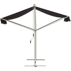 Outsunny Store Double Pente Manuel Rétractable Inclinaison Réglable Métal époxy Blanc Polyester Imperméabilisé Anti-UV Gris Dim. 3,95L X 2,98l X 2,55H M - Gris -Tente de réception Soldes 20157743 4