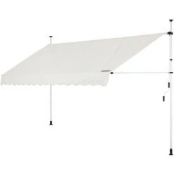 DETEX Store Banne Manuel Rétractable Auvent Balcon Terrasse Marquise Sans Perçage Manivelle Hauteur Réglable Beige, 150cm (de)