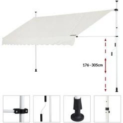 DETEX Store Banne Manuel Rétractable Auvent Balcon Terrasse Marquise Sans Perçage Manivelle Hauteur Réglable Beige, 150cm (de) 10 DETEX Store Banne Manuel Rétractable Auvent Balcon Terrasse Marquise Sans Perçage Manivelle Hauteur Réglable Beige, 150cm (de) -Tente de réception Soldes 20255838 4