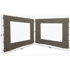 Quick-Star 2 Panneaux Latéraux Avec Fenêtre PE 250x190cm Beige-Gris Pour Gazebo 3x3m
