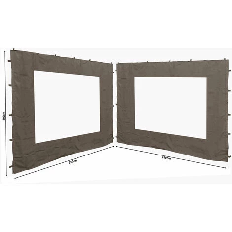Quick-Star 2 Panneaux Latéraux Avec Fenêtre PE 250x190cm Beige-Gris Pour Gazebo 3x3m 3 Quick-Star 2 Panneaux Latéraux Avec Fenêtre PE 250x190cm Beige-Gris Pour Gazebo 3x3m