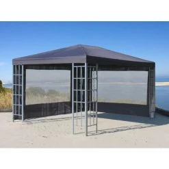 Quick-Star 2 Panneaux Latéraux Avec Fenêtre PE 300 / 400x195cm Gris Pour Gazebo 3x4m -Tente de réception Soldes 20378714 3
