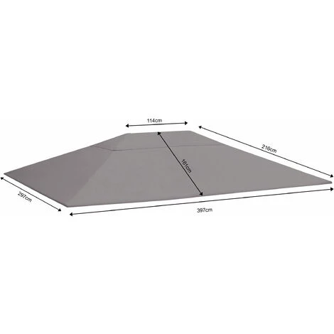 Quick-Star Toit De Remplacement Pour Gazebo De Jardin 3x4m Gris 4 Quick-Star Toit De Remplacement Pour Gazebo De Jardin 3x4m Gris – Image 2