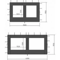 Quick-Star 2 Panneaux Latéraux En PE Avec Fenêtre 300x195cm / 400x195cm Pour Pavillon 3x4m Paroi Latérale Anthracite RAL 7012 -Tente de réception Soldes 20379038 2
