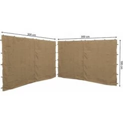 Quick-Star 2 Panneaux Latéraux Avec Zip 300x195cm Pour Pavillons 3x3m Paroi Latérale Beige RAL 1001