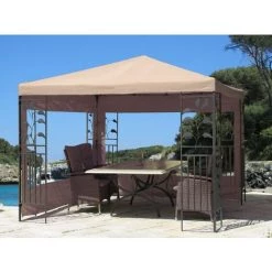 Quick-Star 2 Panneaux Latéraux Avec Fenêtre En PE 300 / 400x195cm Beige Pour Gazebo 3x4m -Tente de réception Soldes 20379076 2