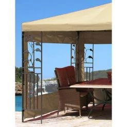 Quick-Star 2 Panneaux Latéraux Avec Fenêtre En PE 300 / 400x195cm Beige Pour Gazebo 3x4m -Tente de réception Soldes 20379076 3
