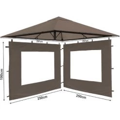 Quick-Star Ensemble De Toit De Remplacement Et 2 Pièces Latérales Pour Pavillon De Jardin 3x3m Beige-gris Antique Pavillon Couverture De Remplacement Couvercle Parois Latérales