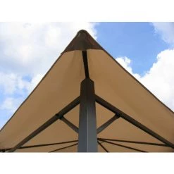 Quick-Star Ensemble Toit De Remplacement Et 2 Panneaux Latéraux Avec Fenêtre En PE Pour Gazebo De Jardin 3x4m Beige -Tente de réception Soldes 20381542 4