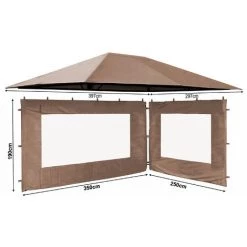 Quick-Star Ensemble Toit De Remplacement Et 2 Panneaux Latéraux Avec Fenêtre En PE Pour Gazebo De Jardin 3x4m Beige-gris