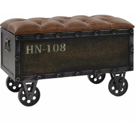 YOUTHUP Banc De Rangement Bois Massif Et Similicuir 80,5x41x50 Cm - Brun 3 YOUTHUP Banc De Rangement Bois Massif Et Similicuir 80,5x41x50 Cm - Brun