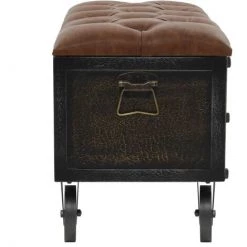 YOUTHUP Banc De Rangement Bois Massif Et Similicuir 80,5x41x50 Cm - Brun 11 YOUTHUP Banc De Rangement Bois Massif Et Similicuir 80,5x41x50 Cm - Brun -Tente de réception Soldes 20448616 5