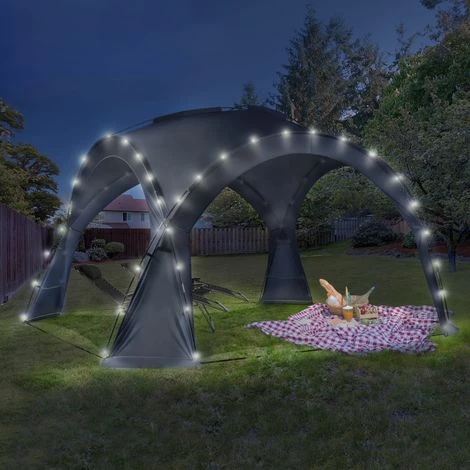 IDMARKET Tente Dôme Gris Anthracite 3,5 M Avec LED - Gris 3 IDMARKET Tente Dôme Gris Anthracite 3,5 M Avec LED - Gris