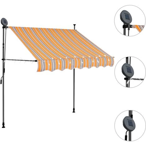ASUPERMALL Auvent Manuel Retractable Avec LED 200 Cm Jaune Et Bleu 6 ASUPERMALL Auvent Manuel Retractable Avec LED 200 Cm Jaune Et Bleu - Image 4