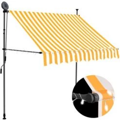 ASUPERMALL Auvent Manuel Retractable Avec LED 200 Cm Blanc Et Orange
