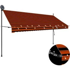 ASUPERMALL Auvent Manuel Retractable Avec LED 250 Cm Orange Et Marron