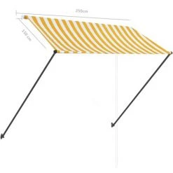 ASUPERMALL Auvent Retractable Avec LED 250x150 Cm Jaune Et Blanc