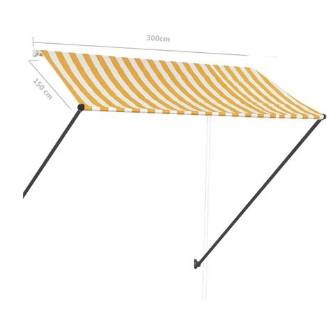 ASUPERMALL Auvent Retractable Avec LED 300x150 Cm Jaune Et Blanc 6 ASUPERMALL Auvent Retractable Avec LED 300x150 Cm Jaune Et Blanc - Image 4