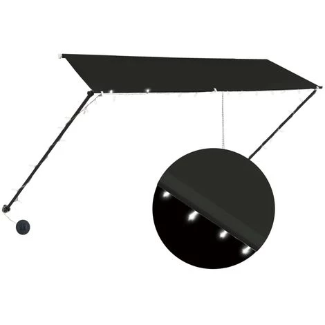 ASUPERMALL Auvent Retractable Avec LED 300x150 Cm Anthracite 3 ASUPERMALL Auvent Retractable Avec LED 300x150 Cm Anthracite