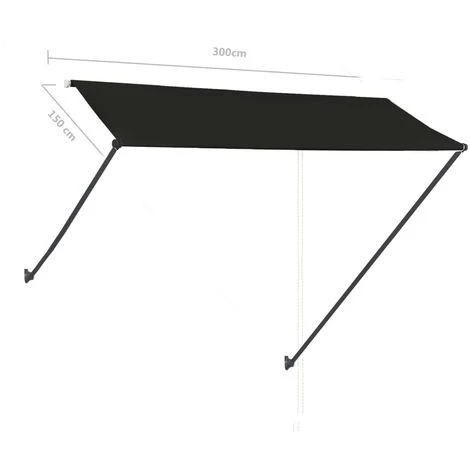 ASUPERMALL Auvent Retractable Avec LED 300x150 Cm Anthracite 4 ASUPERMALL Auvent Retractable Avec LED 300x150 Cm Anthracite - Image 2