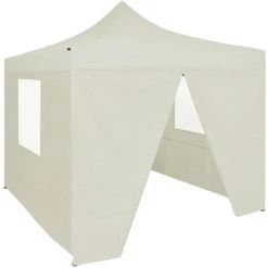 ASUPERMALL Tente De Reception Pliable Avec 4 Parois 2x2 M Acier Creme