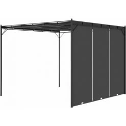 VidaXL Belvédère De Jardin Avec Rideau Latéral 3x3x2,25 M Anthracite - Anthracite -Tente de réception Soldes 21304302 4