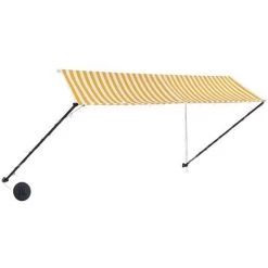 ASUPERMALL Auvent Retractable Avec LED 350x150 Cm Jaune Et Blanc -Tente de réception Soldes 22620515 3