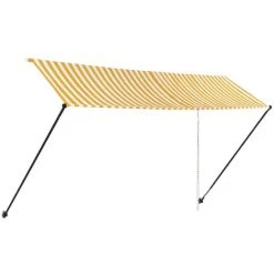 ASUPERMALL Auvent Retractable Avec LED 400x150 Cm Jaune Et Blanc -Tente de réception Soldes 22620578 4