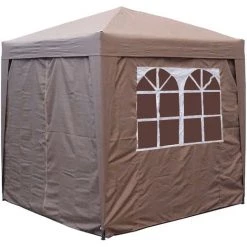 Quick-Star Gazebo Pop-Up 2,5 X 2,5 M Beige Avec Repose-pieds Et 4 Parois Latérales Easy Fastening Avec 2 Fermetures à Glissière -Tente de réception Soldes 22918142 3