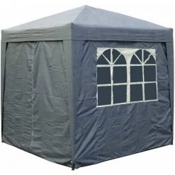 Quick-Star Gazebo Pop-Up 2,5 X 2,5 M Gris Fumé Avec 4 Parois Latérales Easy Fastening Avec 2 Fermetures éclair -Tente de réception Soldes 22918145 2