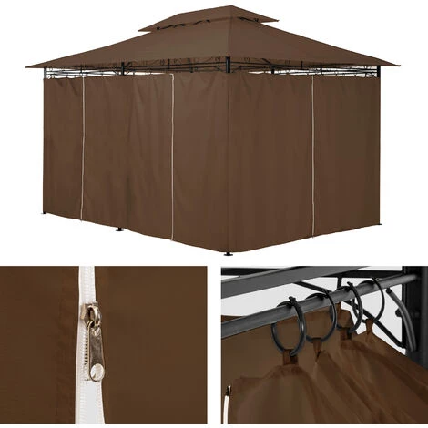 TECTAKE Tonnelle Emine 4 X 3 M - Pergola Jardin, Tonnelle De Jardin, Tente Jardin - Marron 4 TECTAKE Tonnelle Emine 4 X 3 M - Pergola Jardin, Tonnelle De Jardin, Tente Jardin - Marron - Image 2
