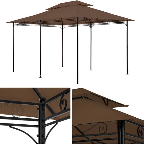 TECTAKE Tonnelle Emine 4 X 3 M - Pergola Jardin, Tonnelle De Jardin, Tente Jardin - Marron 5 TECTAKE Tonnelle Emine 4 X 3 M - Pergola Jardin, Tonnelle De Jardin, Tente Jardin - Marron - Image 3