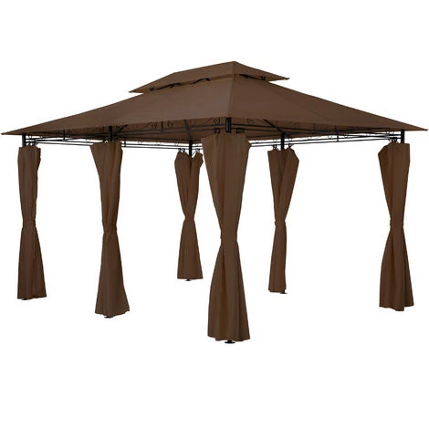 TECTAKE Tonnelle Emine 4 X 3 M - Pergola Jardin, Tonnelle De Jardin, Tente Jardin - Marron 6 TECTAKE Tonnelle Emine 4 X 3 M - Pergola Jardin, Tonnelle De Jardin, Tente Jardin - Marron - Image 4