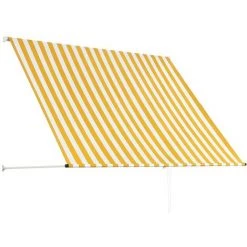 Topdeal Auvent Rétractable 200x150 Cm Jaune Et Blanc -Tente de réception Soldes 22975466 4