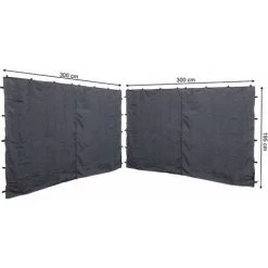 Quick-Star 2 Panneaux Latéraux Avec Fermeture éclair 300x195cm Pour Gazebo 3x3m Pavilion Sidewall Anthracite RAL 7012