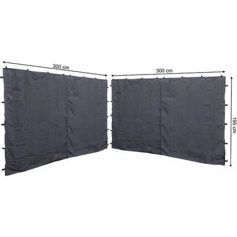 Quick-Star 2 Panneaux Latéraux Avec Fermeture éclair 300x195cm Pour Gazebo 3x3m Pavilion Sidewall Anthracite RAL 7012 3 Quick-Star 2 Panneaux Latéraux Avec Fermeture éclair 300x195cm Pour Gazebo 3x3m Pavilion Sidewall Anthracite RAL 7012